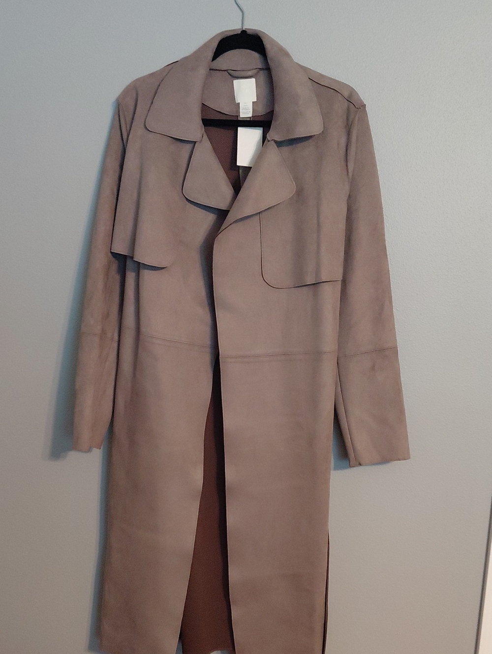 H&M Taupe Suede-Look Trench Coat